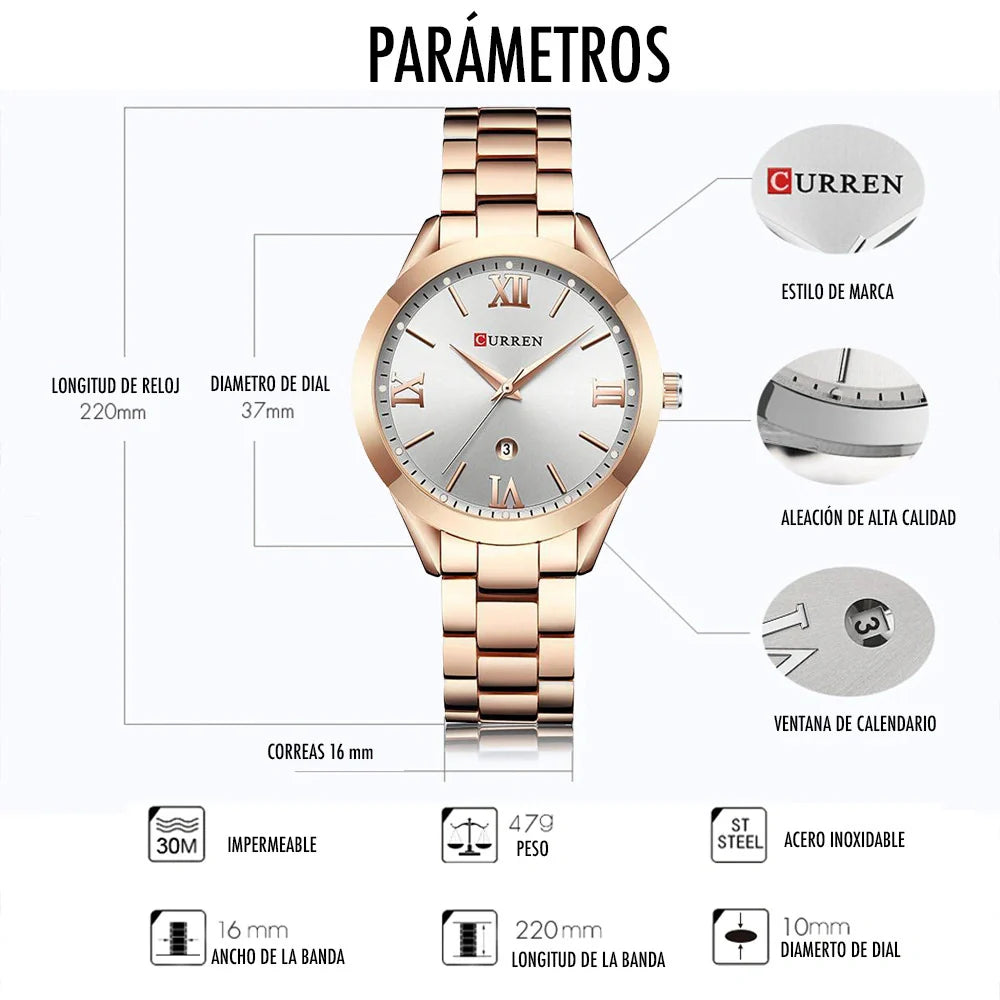 Reloj Curren 9007 Para Mujer Dama Negocios Casual