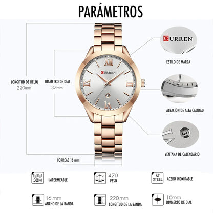 Reloj Curren 9007 Para Mujer Dama Negocios Casual