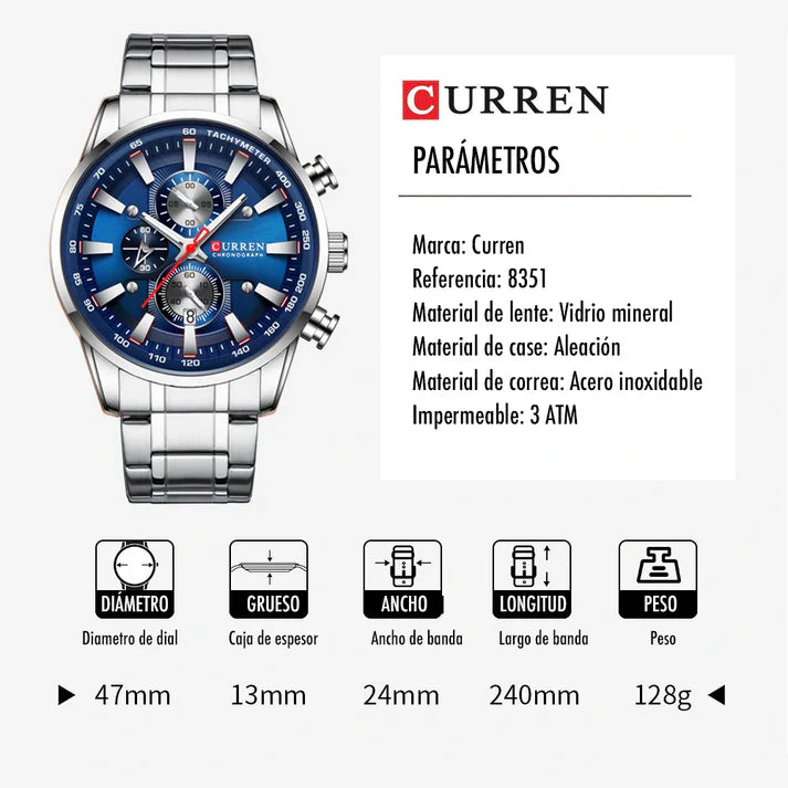 Reloj Curren 8351 Clásico Cuarzo Acero