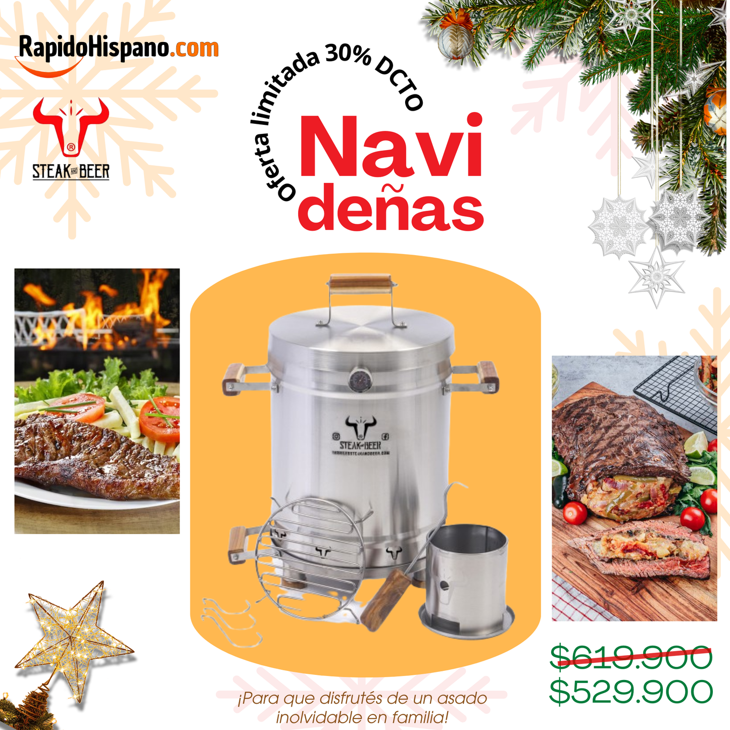 BARRIL ASADOR MEDIANO   STEAK AND BEER / En Oferta 30% DCTO